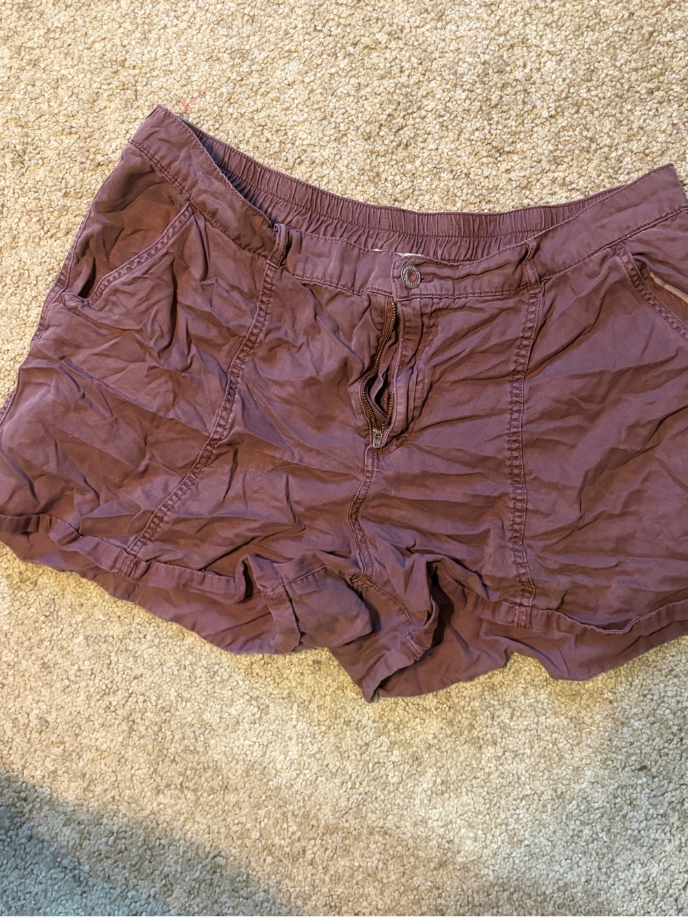 Women's Casual Elastic Waist Purple Shorts